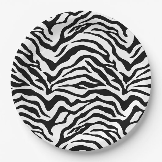 Schwarzweißzebramuster Pappteller (Vorderseite)