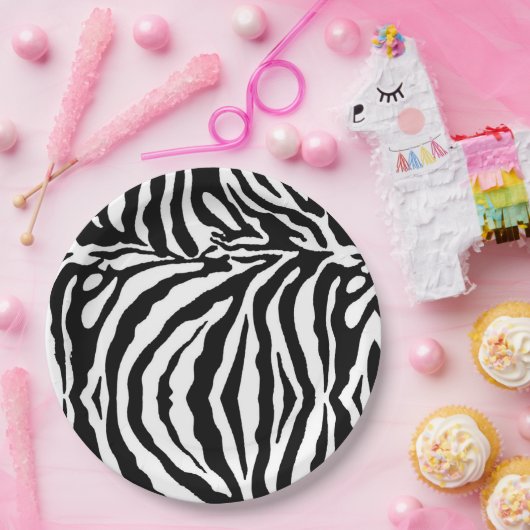 Schwarzweißzebramuster, Safari-Tiere Pappteller (Party)