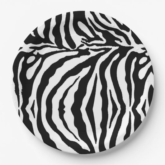 Schwarzweißzebramuster, Safari-Tiere Pappteller (Vorderseite)