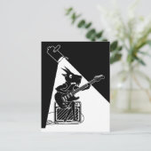 Schwarzweißziege spielt Gitarre Postkarte (Stehend Vorderseite)