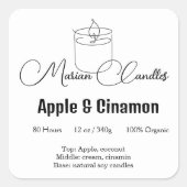 Schwarzweißzutaten - Kerzen-Etikett Quadratischer Aufkleber (Vorderseite)