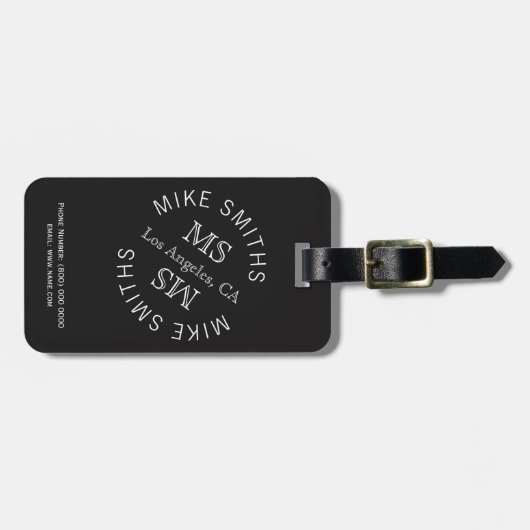 Schwarzweltreise Gepäckanhänger (Vorderseite horizontal)