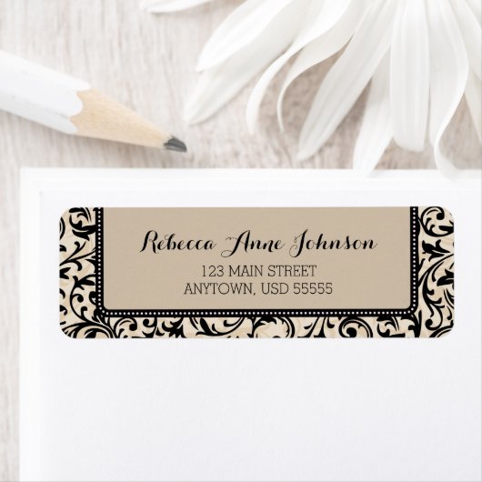 SchwarzwirbelDamask auf Tan (Insitu)