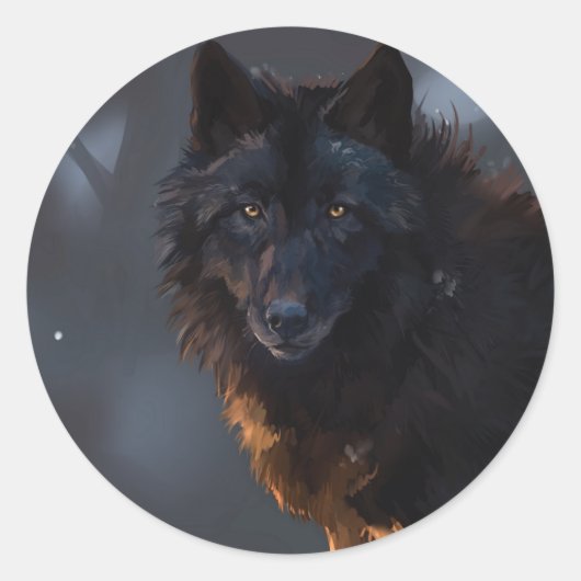 Schwarzwolf Runder Aufkleber (Vorderseite)