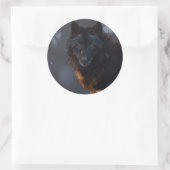 Schwarzwolf Runder Aufkleber (Tasche)