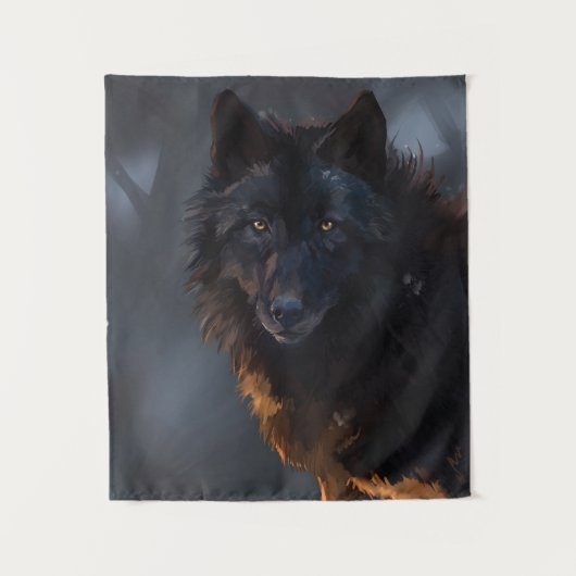 Schwarzwolf Wandteppich (Vorderseite)