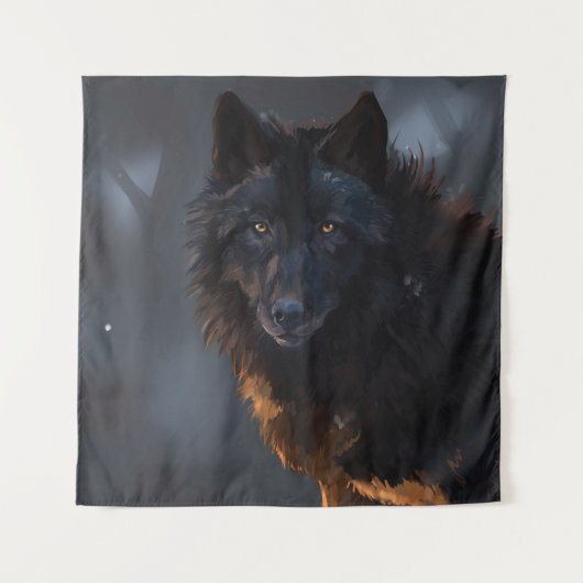 Schwarzwolf Wandteppich (Vorderseite)