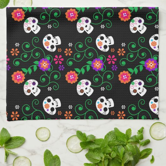 Schwarzzucker-Schädel Geschirrtuch (Gefaltet)