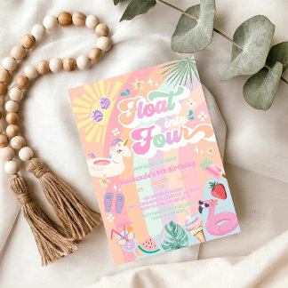 Schwebe in vier Sommer Regenbogen Sonne 4. Geburts Einladung