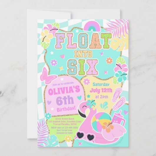 Schweben Sie in sechs Schwanken Preppy Girl 6. Geb Einladung (Vorderseite)