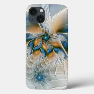 Schwebende, abstrakte Fantasy-Fraktal-Kunst in Bla iPhone 13 Hülle