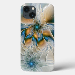 Schwebende, abstrakte Fantasy-Fraktal-Kunst in Bla iPhone 13 Hülle