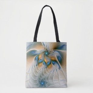 Schwebende, abstrakte Fantasy-Fraktalkunst in Blau Tasche