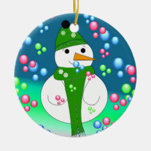 Schwebende Blasen-Schneemann Keramik Ornament