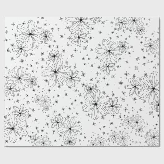 Schwebende Blüten – Ausmalbares Geschenkpapier (Flach)