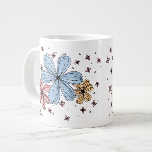 Schwebende Blüten – Vollfarb-Mug Jumbo-Tasse (Vorderseite Links)