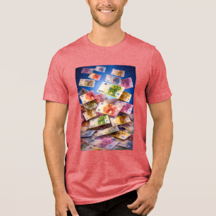 Schwebende Euro-Banknoten – Geldregen abstrakt Tri-Blend Shirt