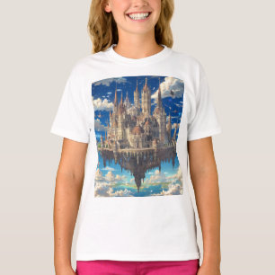 Schwebende Fantasy-Burg in den Wolken Himmlisch T-Shirt
