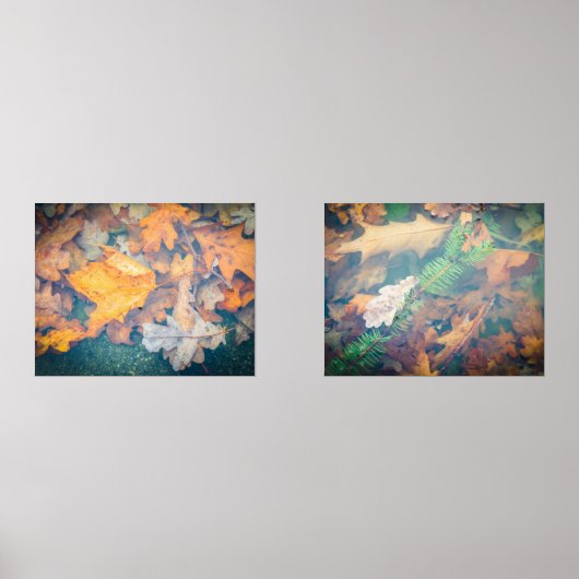 Schwebende farbige Herbstblätter und -zweige Bilderwand Sets (Vorderseite)