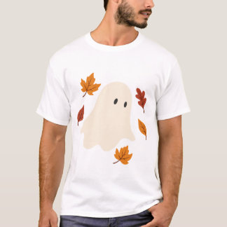Schwebende Halloween-Form mit fünf Herbstblättern T-Shirt