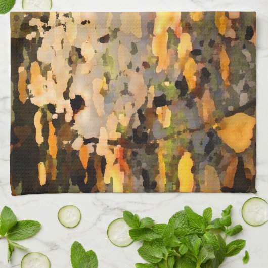 Schwebende Herbstgänge lassen Abstrakt Küchentuch (Gefaltet)