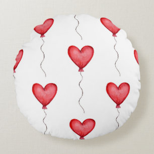 Schwebende Herzballons Muster Rundes Kissen