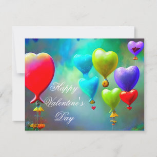 Schwebende Herzballons Valentinstag  Feiertagskarte