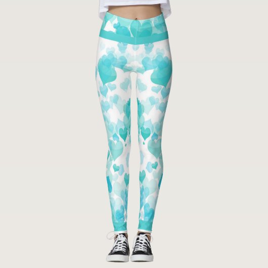 Schwebende Herzen in aquamarin Leggings (Vorderseite)