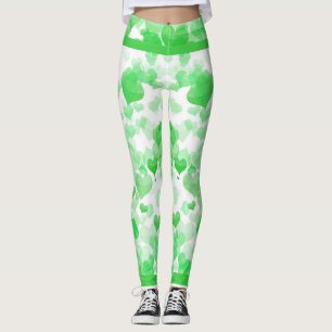 Schwebende Herzen in Grün Leggings