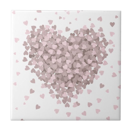 Schwebende Herzen Valentinstag Fliese (Vorderseite)