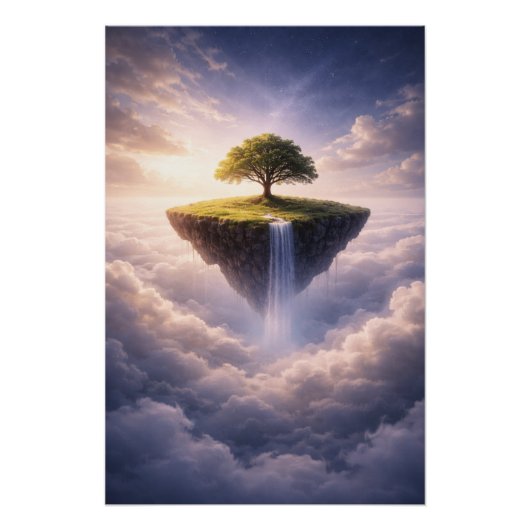 Schwebende Insel des Lebens – Träumerische Fantasi Poster (Vorderseite)