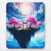 Schwebende Insel Sakura Kunst Mousepad (Vorne)