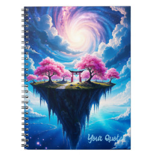 Schwebende Insel Sakura Kunst Notizblock