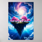 Schwebende Insel Sakura Kunst Poster (Vorne)