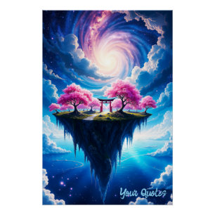 Schwebende Insel Sakura Kunst Poster