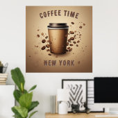 Schwebende Kaffeetasse mit Kaffeebohnen Poster (Heimbüro)