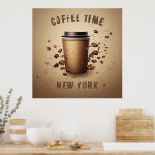 Schwebende Kaffeetasse mit Kaffeebohnen Poster (Küche)