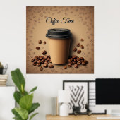 Schwebende Kaffeetasse mit Kaffeebohnen Poster (Heimbüro)