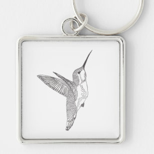 Schwebende Kolibri-Skizze Schlüsselanhänger