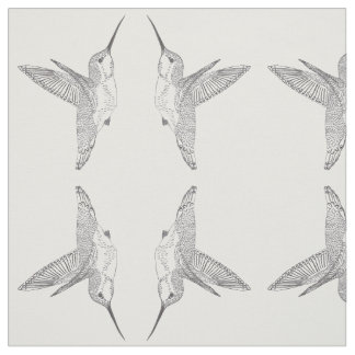 Schwebende Kolibris, die widergespiegelten Druck Stoff