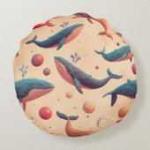 Schwebende kosmische Wale Rundes Kissen (Rückseite)