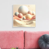 Schwebende Kugeln über minimaler abstrakter Wüste Leinwanddruck (Insitu (Wohnzimmer))