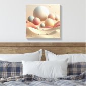 Schwebende Kugeln über minimaler abstrakter Wüste Leinwanddruck (Insitu (Schlafzimmer))