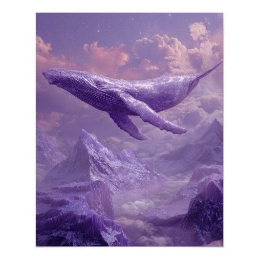 Schwebende Lavendelwale im Traumhimmel Poster (Vorderseite)