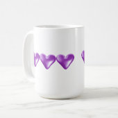 Schwebende lila Herzen Kaffeetasse (Vorderseite Links)