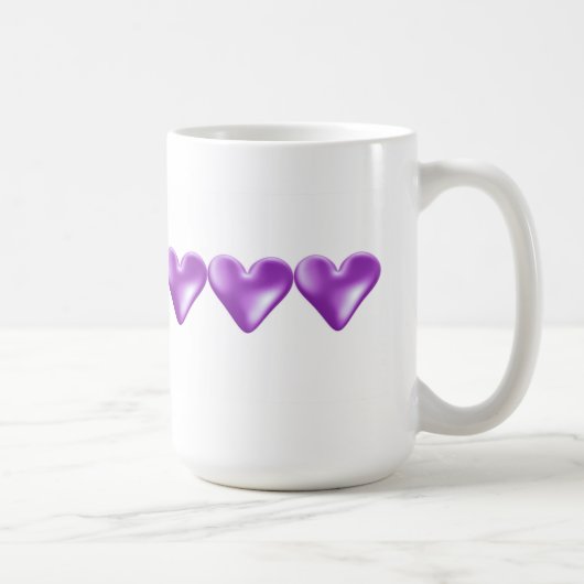 Schwebende lila Herzen Kaffeetasse (Rechts)
