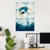 Schwebende Mädchen in der Luft Poster (Heimbüro)