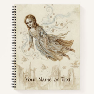 Schwebende Maid: Vintage-Surreal-Fliegende Puppe Notizblock