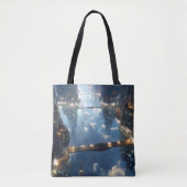 Schwebende Metropole am Himmel Tasche (Vorderseite)