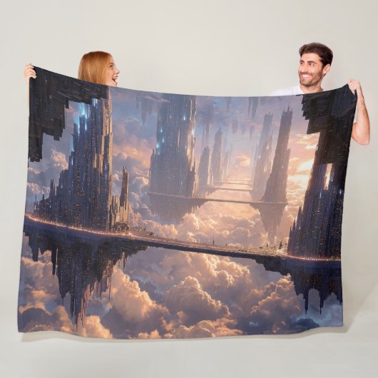 Schwebende Metropole in den Wolken Fleecedecke (Beispiel)